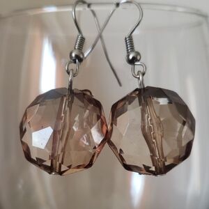Light Toffee/Caramel Glass Drop Pierced Earrings